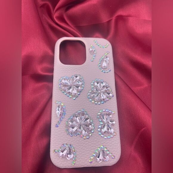 Pink Rhinestone Heart IPhone 16 Pro Max Case - Picture 3 of 6